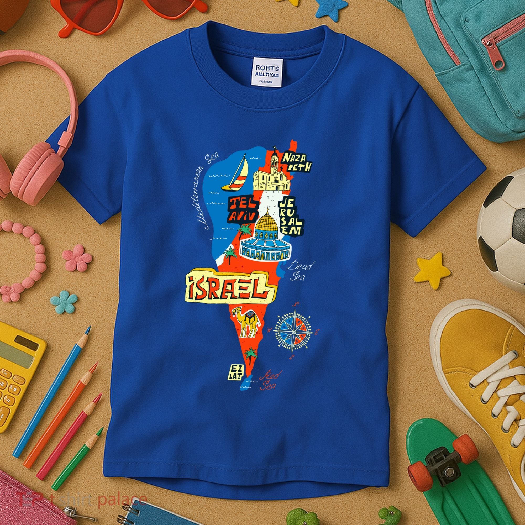 Israel Cartoon Map Kids T-Shirt