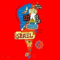 Israel Cartoon Map Santa Hat thumb 1