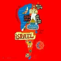Israel Cartoon Map Santa Hat thumb 1