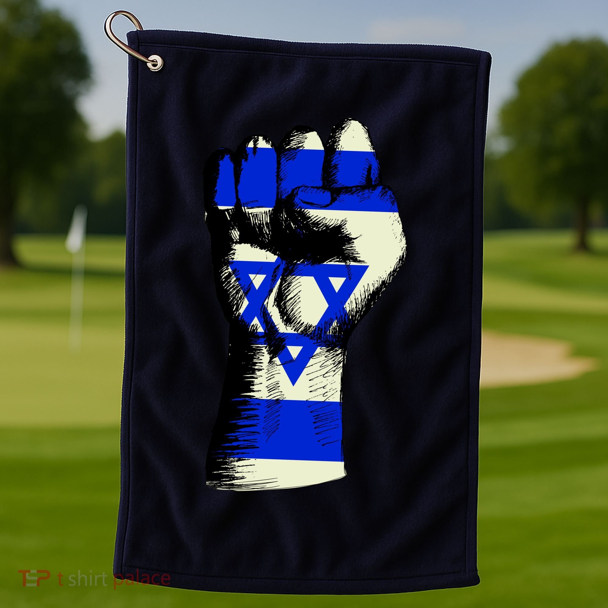 Israel Flag Fist Golf Towel