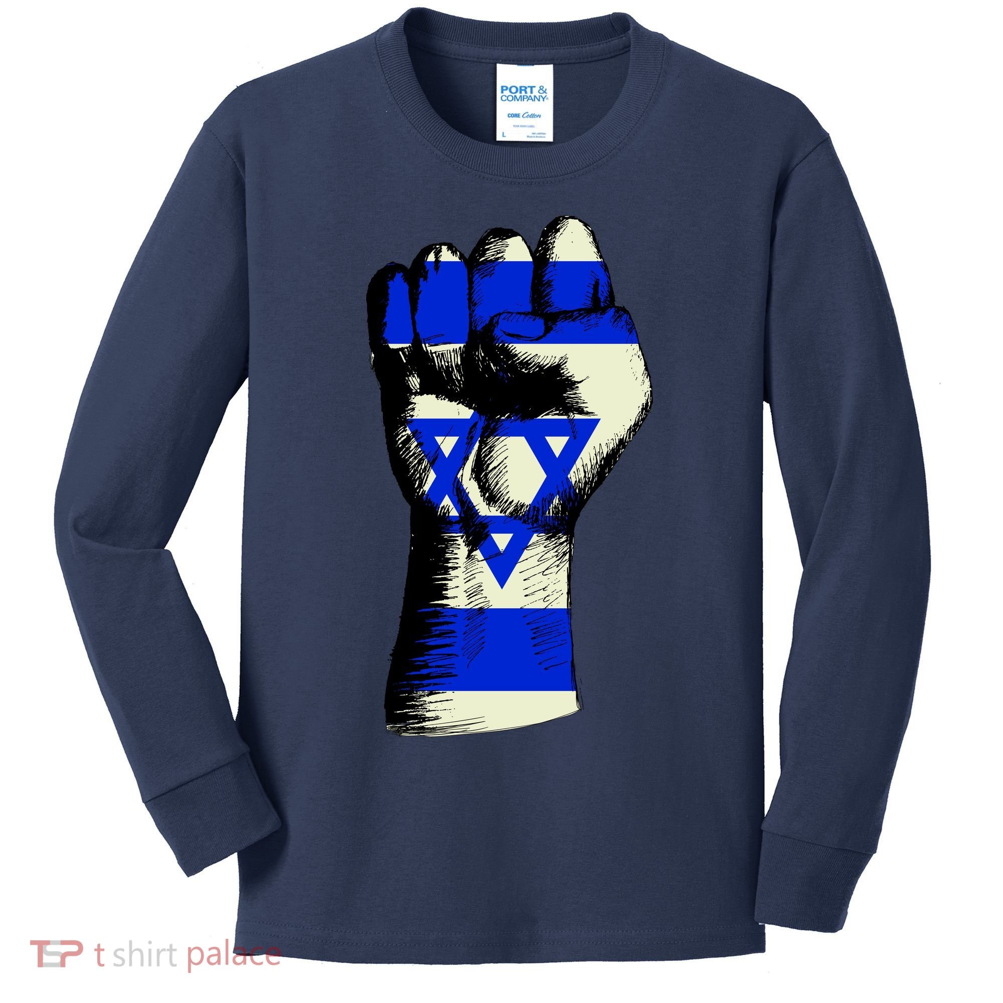 Israel Flag Fist Kids Long Sleeve Shirt