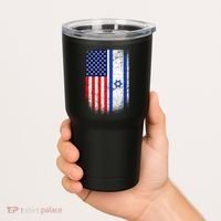 Israel Jewish American Flag Tumbler thumb 2