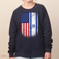 Israel Jewish American Flag Women's Sweatshirt thumb 0
