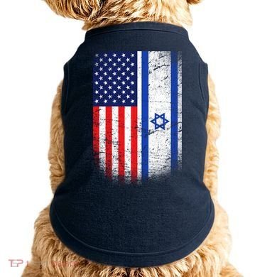 Israel Jewish American Flag Doggie Tank
