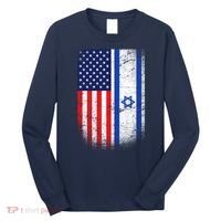 Israel Jewish American Flag Long Sleeve Shirt thumb 0