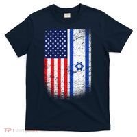 Israel Jewish American Flag T-Shirt thumb 0