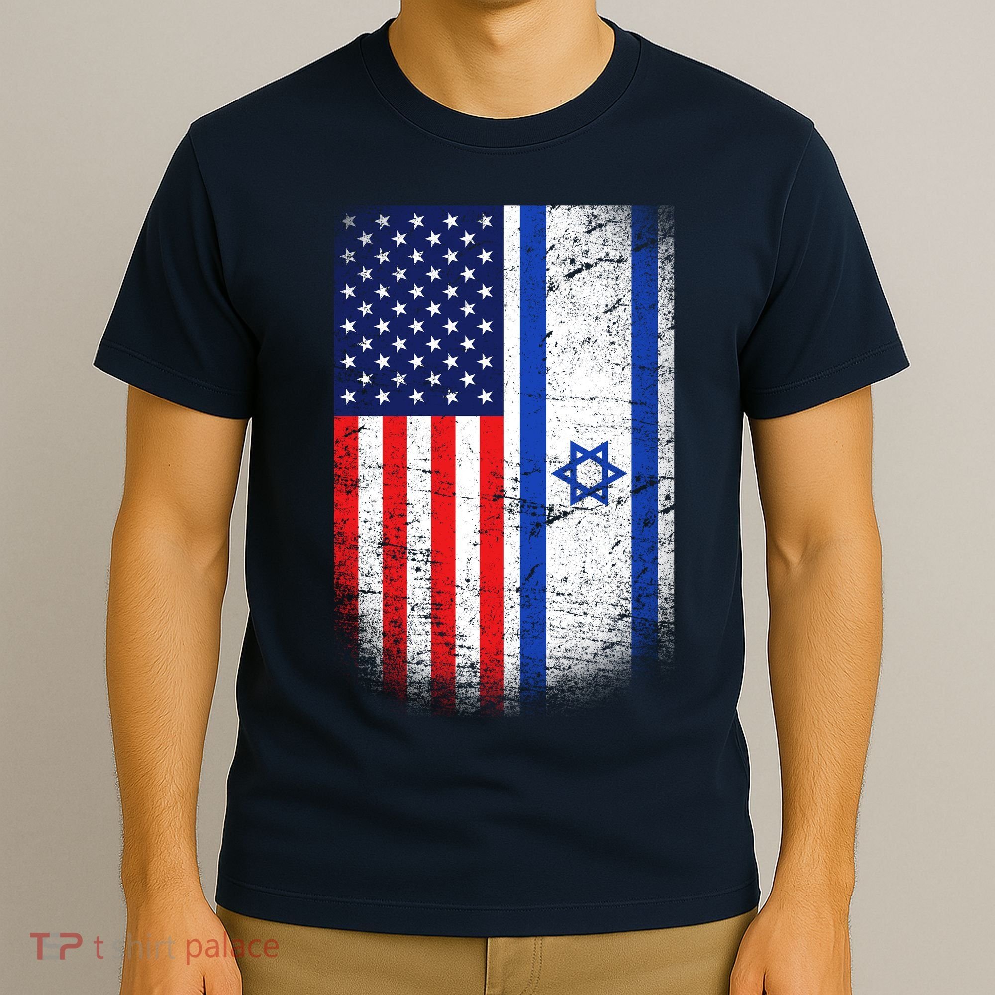 Israel Jewish American Flag T-Shirt