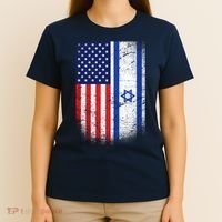 Israel Jewish American Flag T-Shirt thumb 4