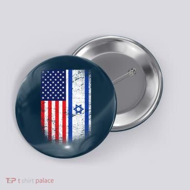 Israel Jewish American Flag Button