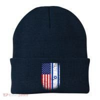 Israel Jewish American Flag Beanie thumb 0