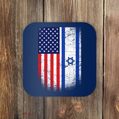 Israel Jewish American Flag Coaster