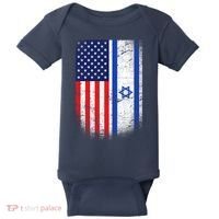 Israel Jewish American Flag Baby Bodysuit thumb 0