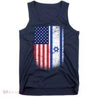 Israel Jewish American Flag Tank Top thumb 0