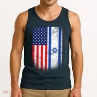 Israel Jewish American Flag Tank Top thumb 3