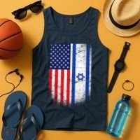 Israel Jewish American Flag Tank Top thumb 4