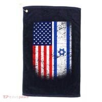 Israel Jewish American Flag Golf Towel thumb 0