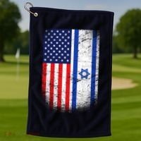 Israel Jewish American Flag Golf Towel thumb 1