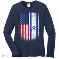 Israel Jewish American Flag Women's Long Sleeve Shirt thumb 0