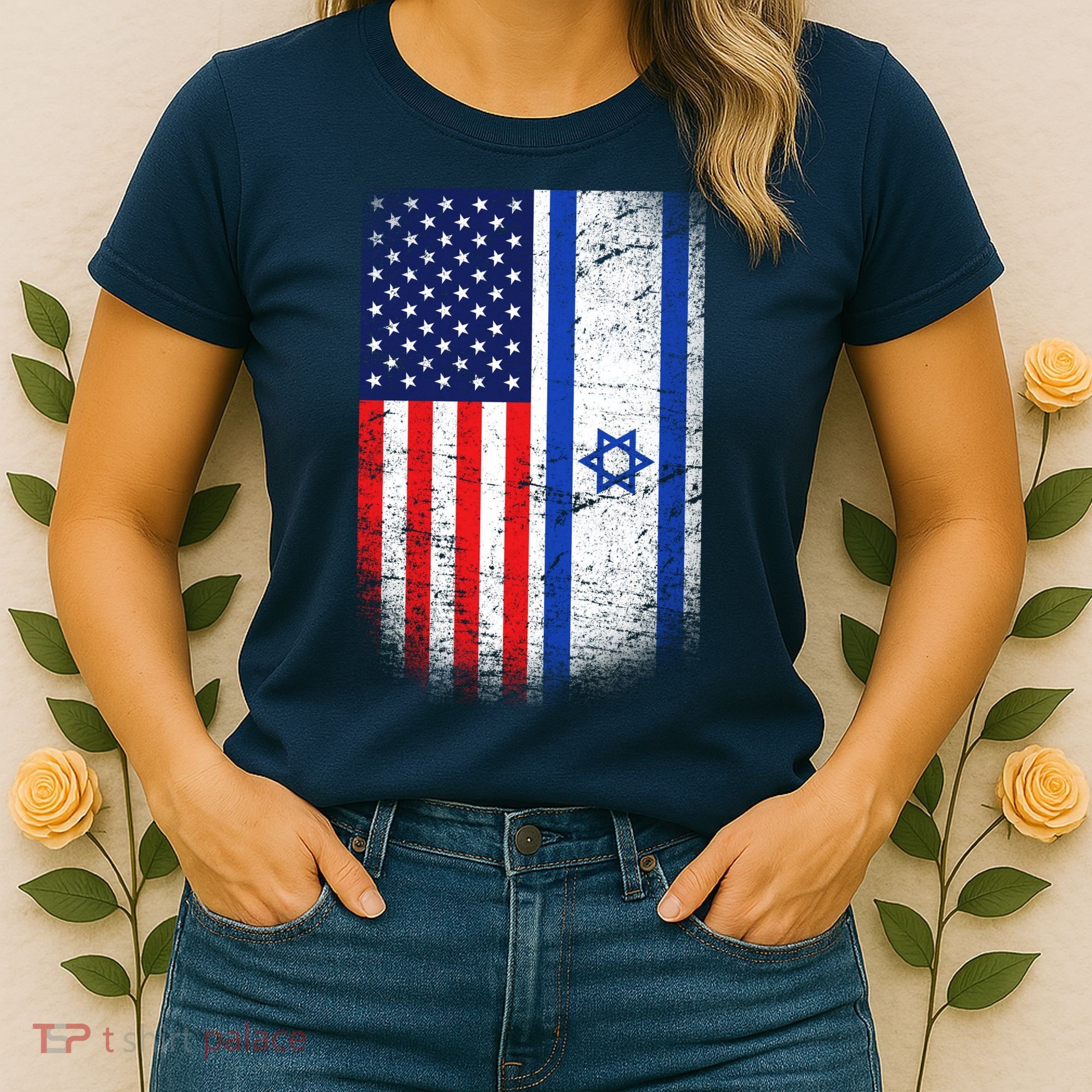 Israel Jewish American Flag Women's T-Shirt