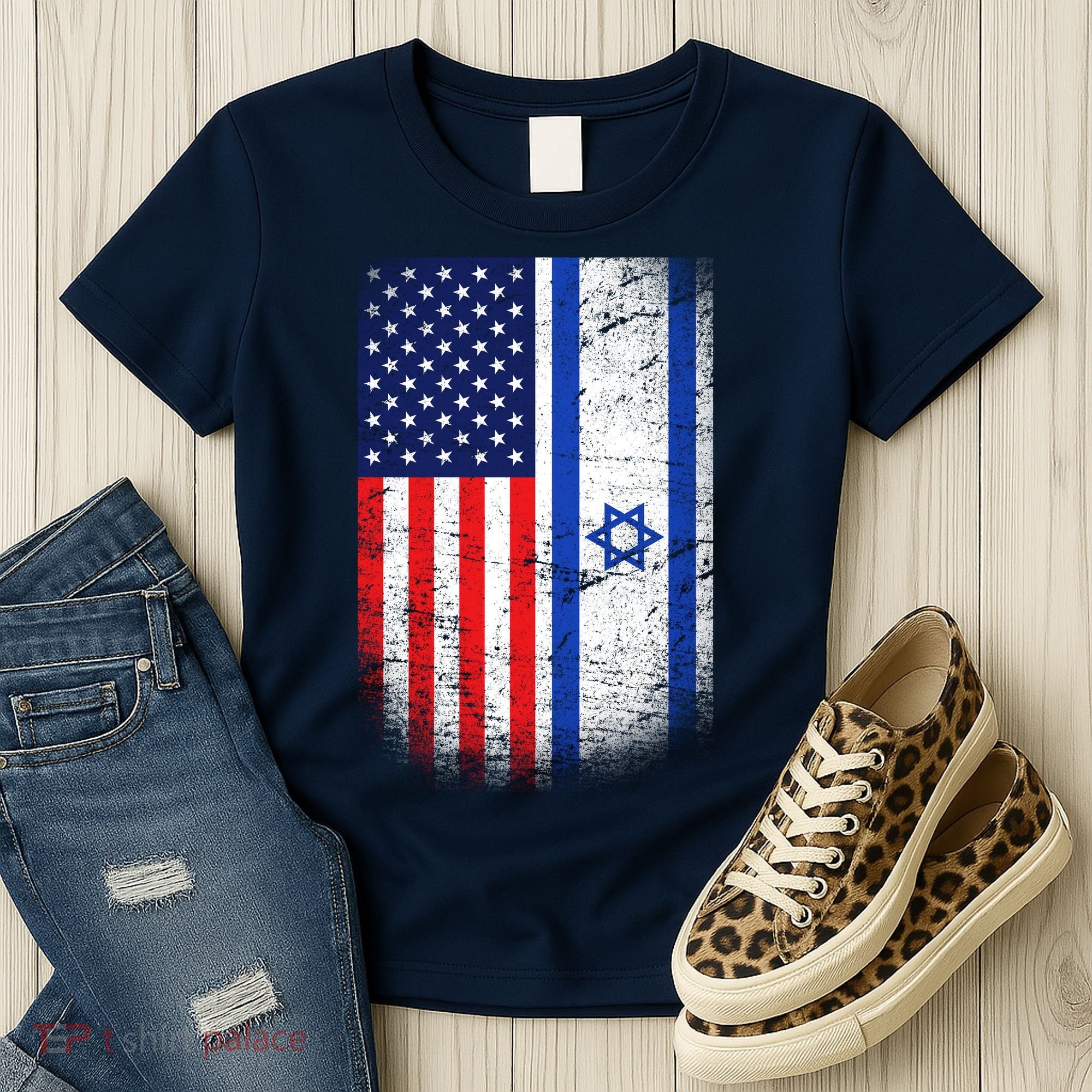Israel Jewish American Flag Women's T-Shirt