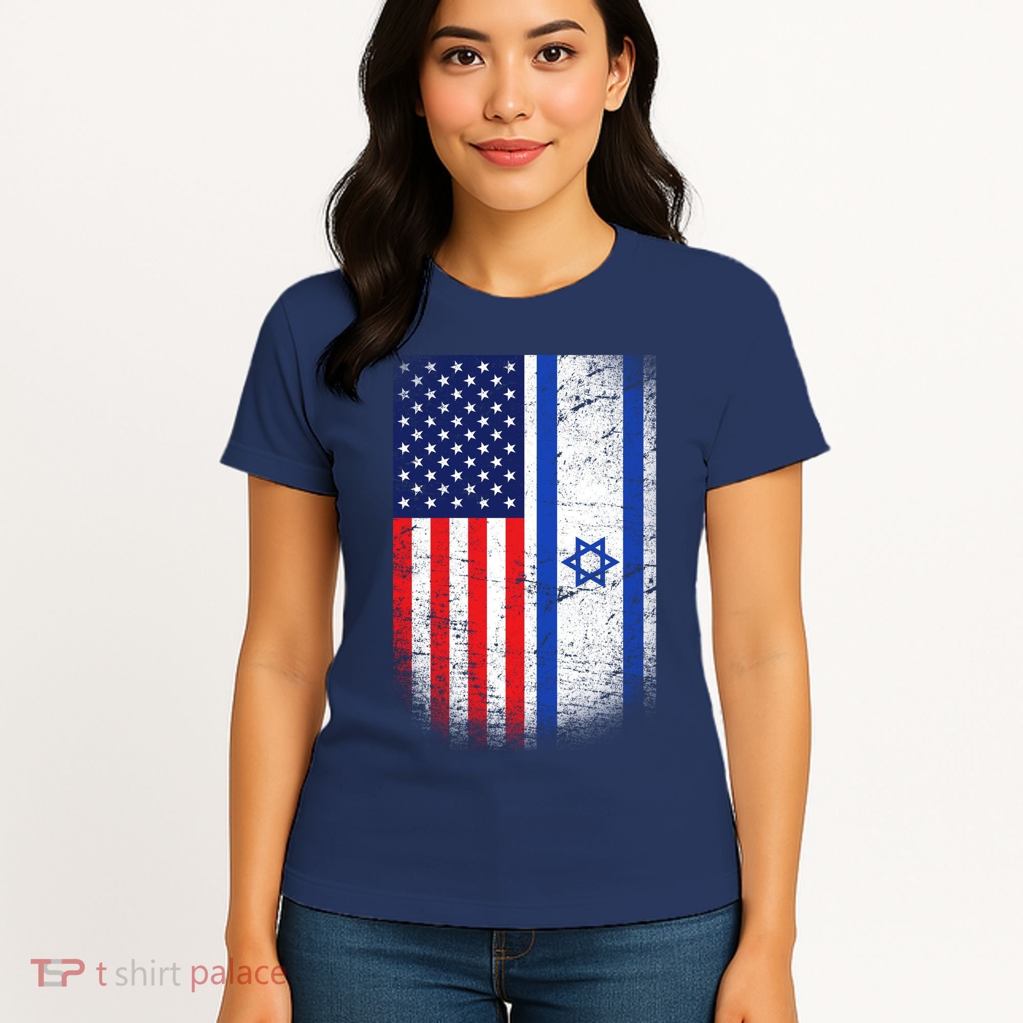 Israel Jewish American Flag Women's T-Shirt