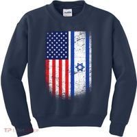 Israel Jewish American Flag Kids Sweatshirt thumb 0