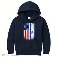 Israel Jewish American Flag Kids Hoodie thumb 0