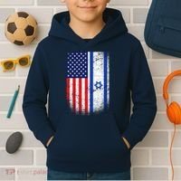 Israel Jewish American Flag Kids Hoodie thumb 2