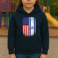 Israel Jewish American Flag Kids Hoodie thumb 3