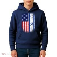 Israel Jewish American Flag Kids Hoodie thumb 4