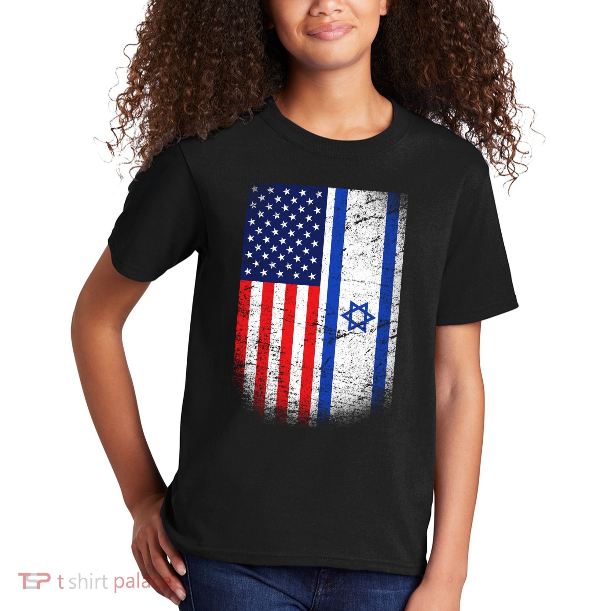 Israel Jewish American Flag Kids T-Shirt