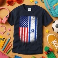 Israel Jewish American Flag Kids T-Shirt thumb 3