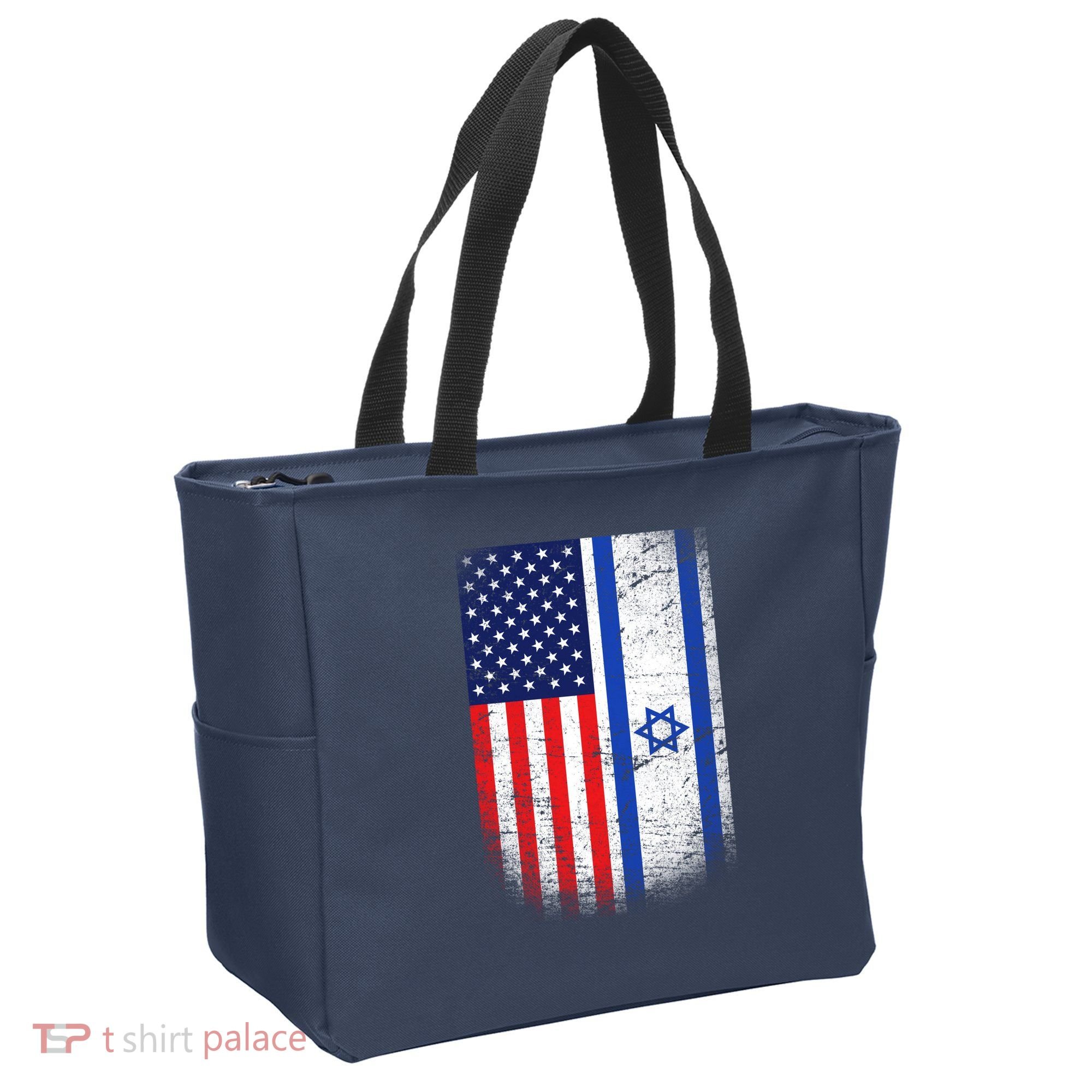 Israel Jewish American Flag Tote Bag