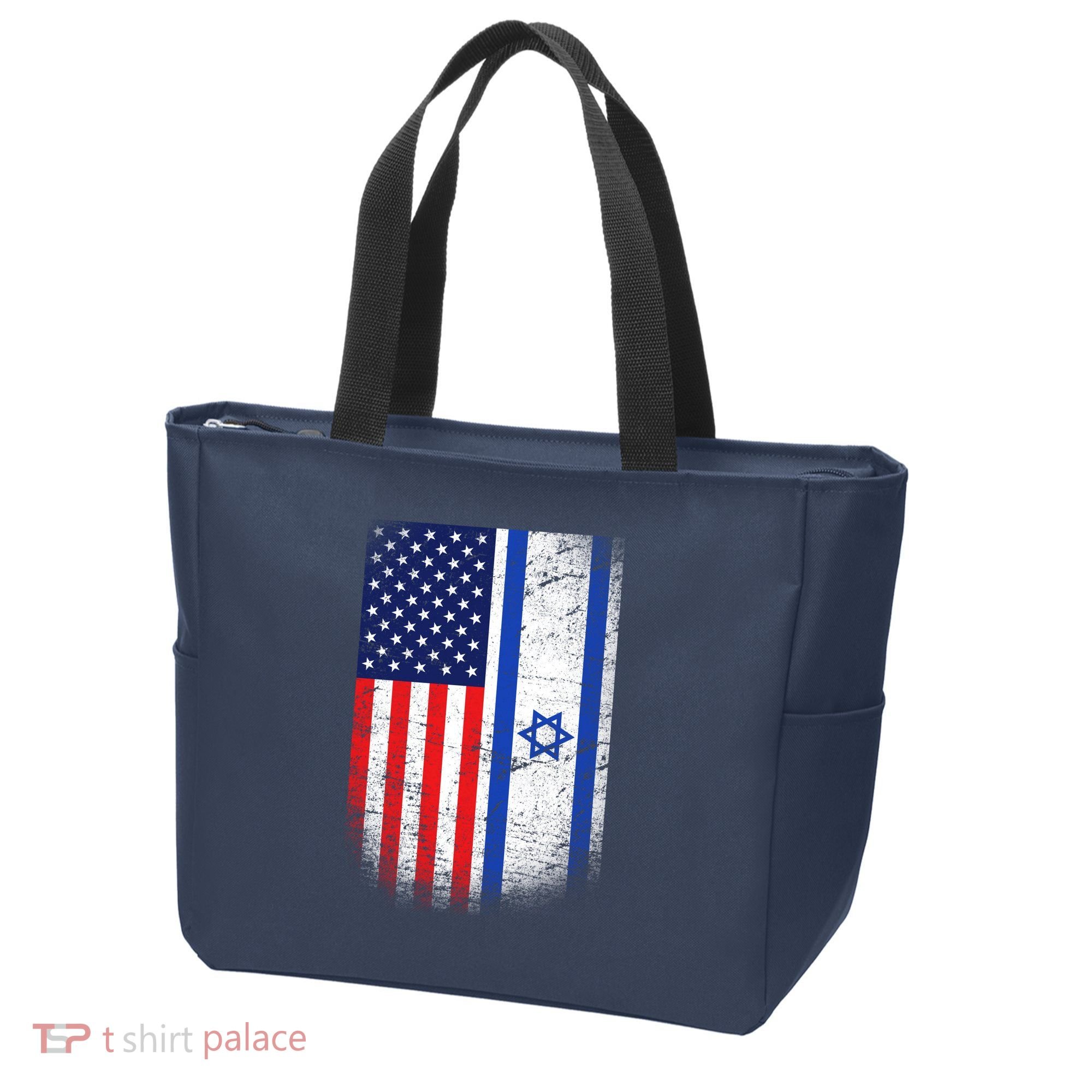 Israel Jewish American Flag Tote Bag