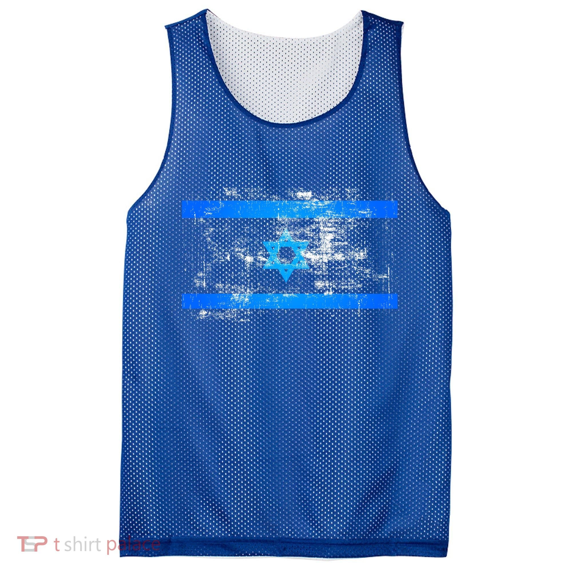 Israel Vintage Flag Mesh Reversible Basketball Jersey Tank