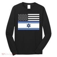 Israeli American Flag Long Sleeve Shirt thumb 0