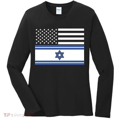 Israeli American Flag Women's Long Sleeve Shirt