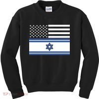 Israeli American Flag Kids Sweatshirt thumb 0