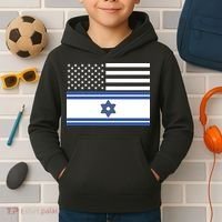 Israeli American Flag Kids Hoodie thumb 2