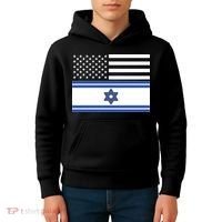 Israeli American Flag Kids Hoodie thumb 4
