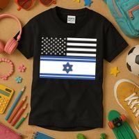 Israeli American Flag Kids T-Shirt thumb 3