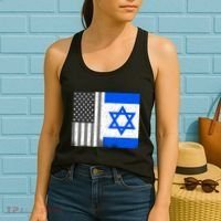 Israeli American Flag Pride Israel USA Women's Tank Top thumb 2