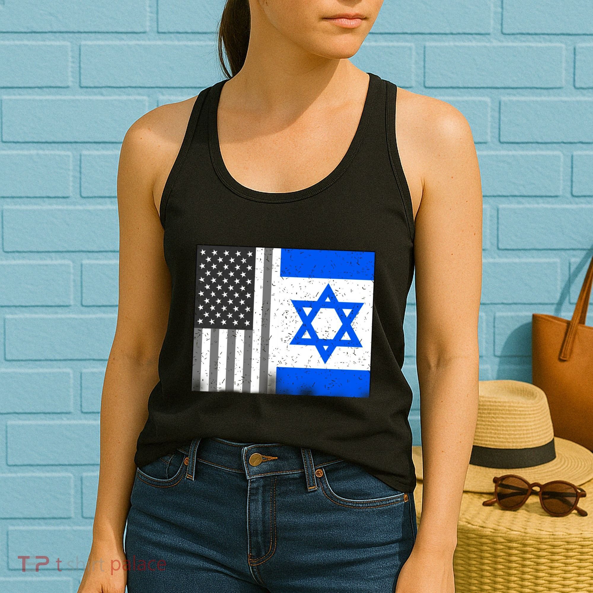 Israeli American Flag Pride Israel USA Women's Tank Top