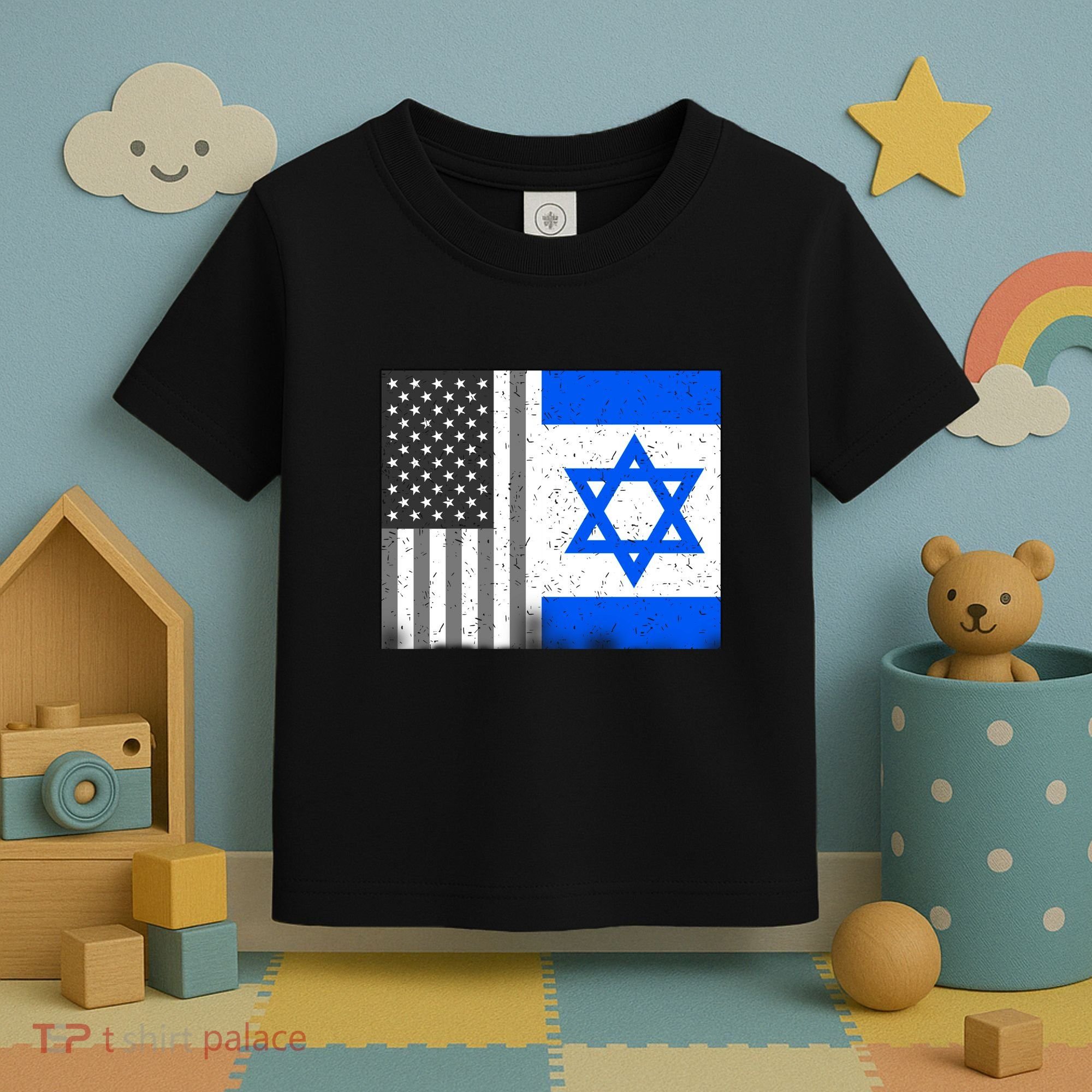Israeli American Flag Pride Israel USA Toddler T-Shirt