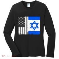 Israeli American Flag Pride Israel USA Women's Long Sleeve Shirt thumb 0