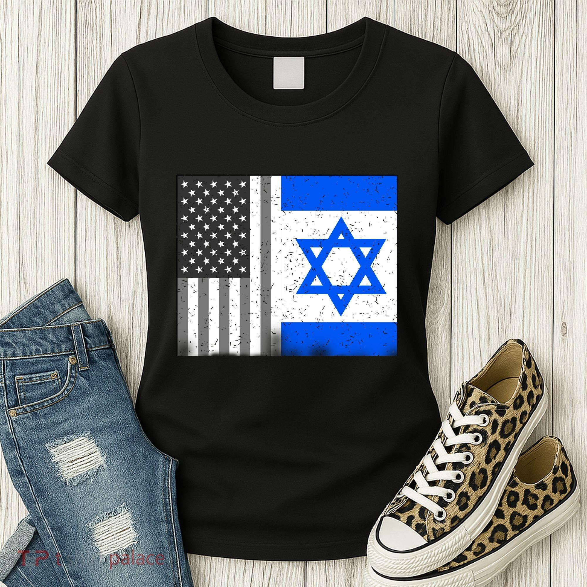 Israeli American Flag Pride Israel USA Women's T-Shirt