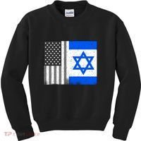 Israeli American Flag Pride Israel USA Kids Sweatshirt thumb 0