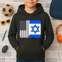 Israeli American Flag Pride Israel USA Kids Hoodie thumb 2
