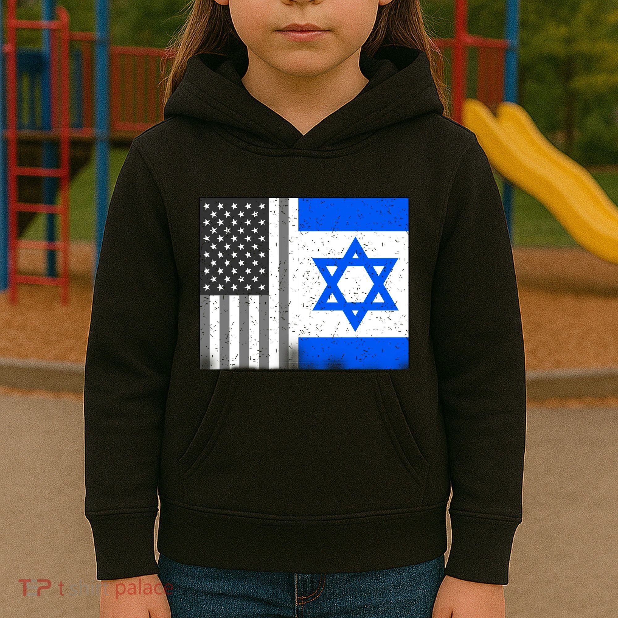Israeli American Flag Pride Israel USA Kids Hoodie