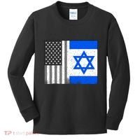 Israeli American Flag Pride Israel USA Kids Long Sleeve Shirt thumb 0